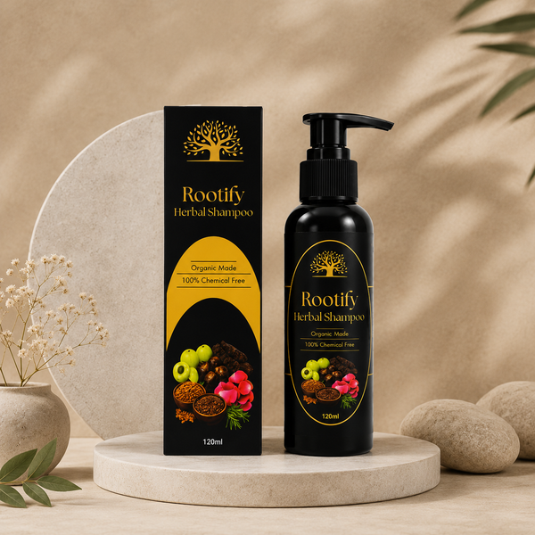 Rootify Herbal Shampoo – 100% Organic & Chemical-Free for Hair Fall & Growth (120 ML)